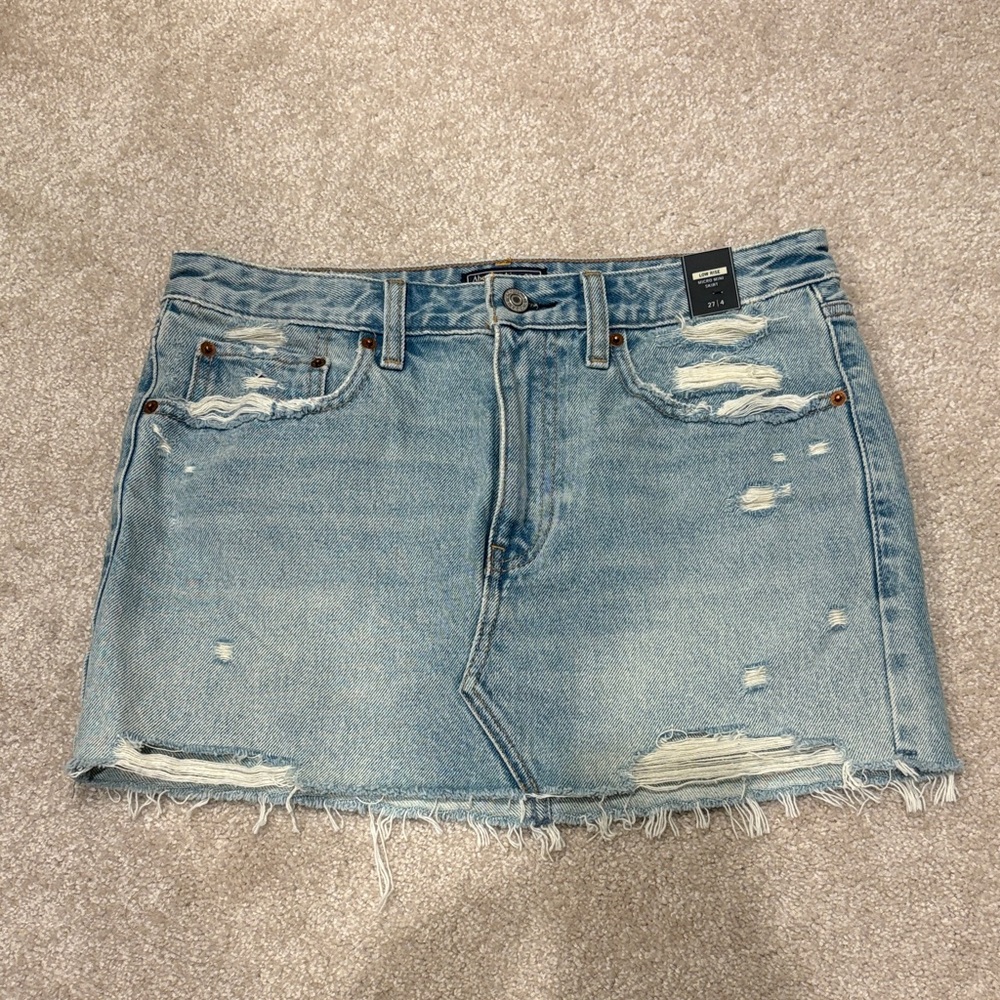 NWT Abercrombie & Fitch Blue Distressed Denim Mini Skirt
